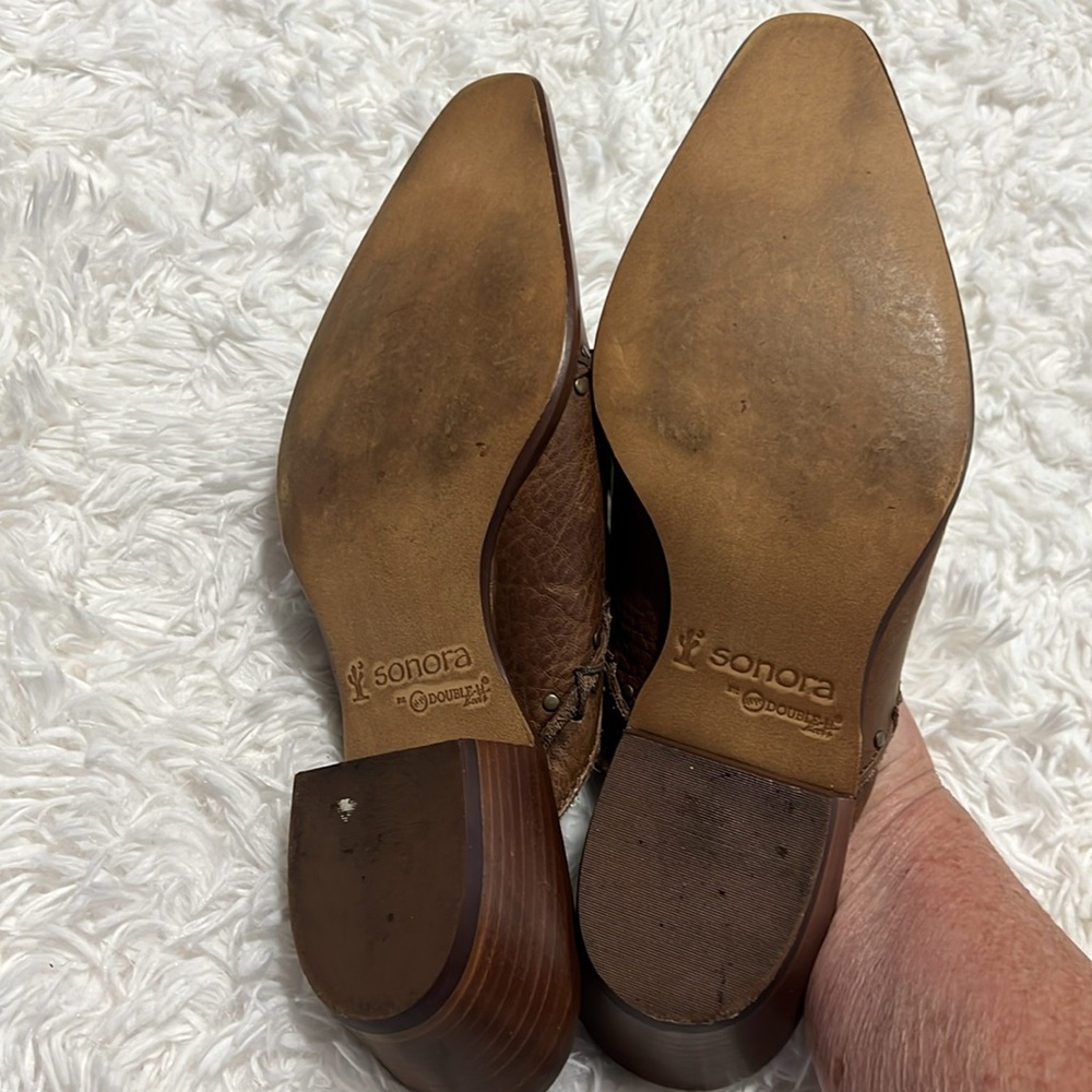 Sonora by Double H Boots Brown Studded Pointed Toe Leather Mules 6.5 - Picture 5 of 10